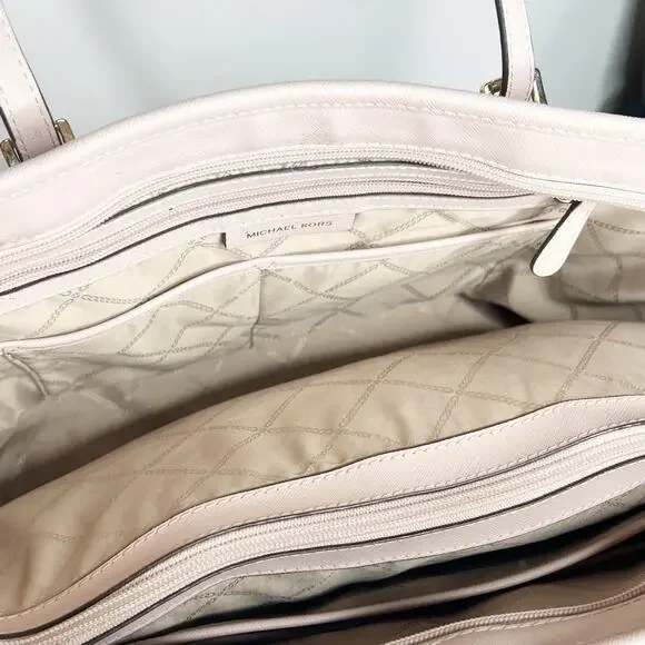 MICHAEL KORS Jet Set Travel Tote Handbag Saffiano Leather Powder Blush Pink OS - Picture 11 of 16